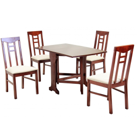 Tuscaloosa 5-Piece Dining Set Folding Table and Chairs for Classic Space-Saving Elegance - Mahogany