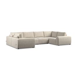 Corner Sofa - GRAZ Fabric 6 Seater U Shaped - Ivory