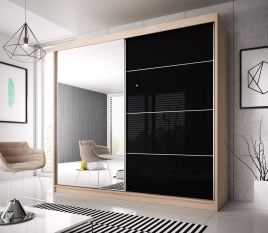 Malta-31 Sliding Mirror Door Wardrobe 183cm - Oak Sanoma