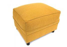 DOROTA II Linen Fabric Footstool - Mustard