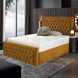 Harvard Plush Velvet Bed - Mustard in 5 Sizes