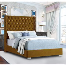 Nivana Plush Velvet Bed - Mustard in 5 Sizes