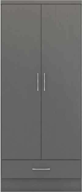 Wardrobe - NEWBIGGIN 2 Door Wardrobe 3D Effect Grey 78cm