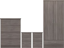 Wardrobe Set - NEWBIGGIN 2 Door Bedroom Set Black Wood Grain 78cm