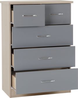NEWBIGGIN IV Grey Chest of Drawers - Medium-sized, 5 Drawers