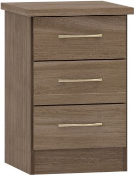 Nevada 3 Drawer Bedside - Rustic Oak Effect