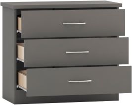 NEWBIGGIN I Grey Chest of Drawers - Medium-sized, 3 Drawers