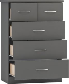 NEWBIGGIN III Grey Chest of Drawers - Medium-sized, 5 Drawers