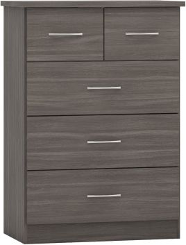 NEWBIGGIN IV Black Chest of Drawers - Medium-sized, 5 Drawers