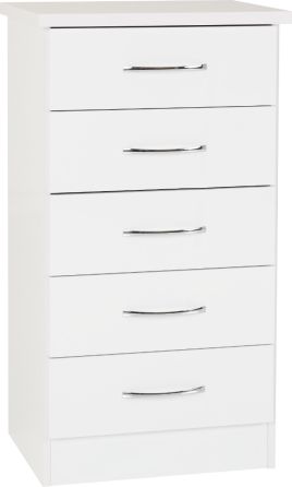 NEWBIGGIN White Chest of Drawers - Tallboy, Small-sized, 5 Drawers