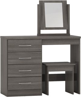 Nevada 4 Drawer Dressing Table Set - Black Wood Grain