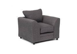 DOROTA II Linen Fabric Armchair - Dark Grey