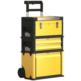 HERON 3 in 1 Stackable Rolling Tool Box Yellow