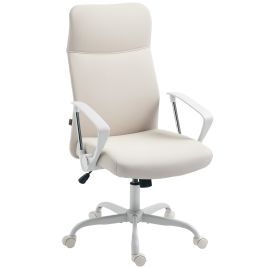 HERON Fabric High Back Office Chair Cream White