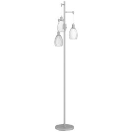 HERON 3 Light Floor Lamp Industrial Dimmable Standing Lamp Silver Tone