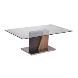 Breckenridge Collection Stylish Rectangular Glass Coffee Table with Glass Top for Modern Living