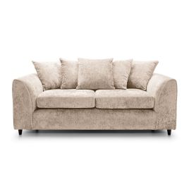 Cardiff Crushed Chenille Fabric 3 Seater Sofa - Cream