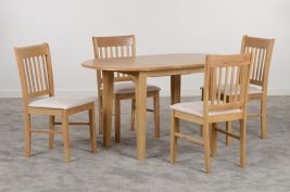 Oxford Extending Dining Set - Natural Oak Mink Microsuede