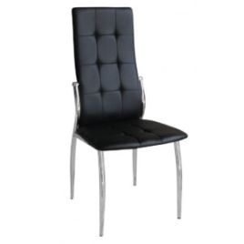Modern Elegance Fattone Leather Effect Dining Chairs in Chrome Frame in Black - Set of 4