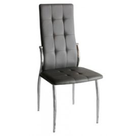 Modern Elegance Fattone Leather Effect Dining Chairs in Chrome Frame in Grey - Set of 4