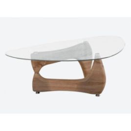 Modern Chic Fattone Clear Glass Top Rectangular Coffee Table - High Gloss Finish In Natural Finish 