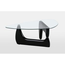 Modern Chic Fattone Clear Glass Top Rectangular Coffee Table - Black Matt Gloss Finish