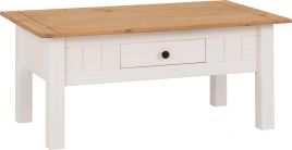 Panama 1 Drawer Coffee Table - White Natural Wax