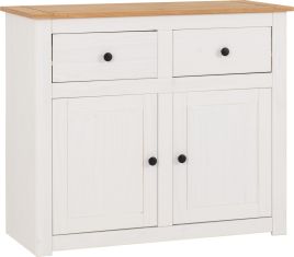Panama 2 Door 2 Drawer Sideboard - White Natural Wax