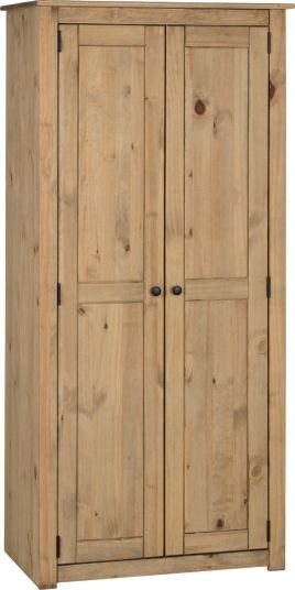 Wardrobe - PRESTON 2 Door Wardrobe Natural Wax 80cm