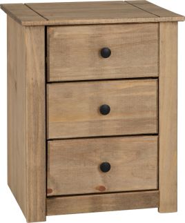 Panama 3 Drawer Bedside - Natural Wax