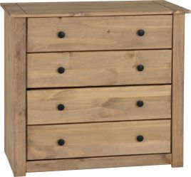 PRESTON II Natural Finish Chest of Drawers - Medium-sized, 4 Drawers