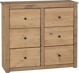 PRESTON Natural Finish Chest of Drawers - Large-sized, 6 Drawers, Double