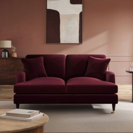 PAYTON Velvet 2 Seater Sofa - Burgundy