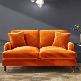 PAYTON Velvet 2 Seater Sofa - Orange