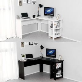 Corner L-shaped Computer Desk Workstation - Black, White