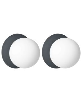 EBBERDON Metal Set of 2 Wall Lamps - Black