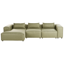 COMLEIGH Fabric 4 Seater L Shaped Corner Sofa - Light Green, Right Hand Facing