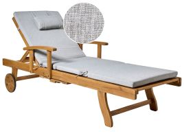 BREEZ Wooden Sun Lounger with Cushion - Grey Melange