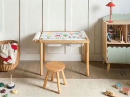 HARUXO Kids Baby and Toddler Furniture Table and Stool Set - Light Brown