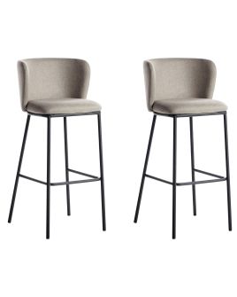 Set of 2 Bar Chairs MINA Taupe
