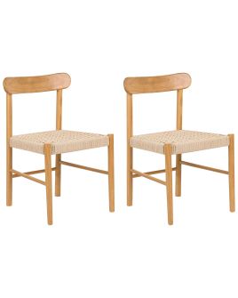 FRAYMERE Wooden Dining Chairs - Set of 2 - Brown with Beige