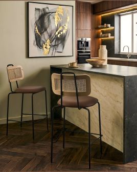 BIKUXA Faux Leather Bar Stool Set of 2 - Brown