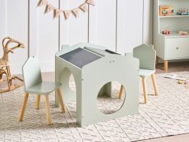 BORVEX Kids Baby and Toddler Furniture 2 Seater Table and Chairs Set - Light Green