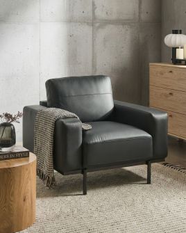 BENTARA Faux Leather Armchair - Black