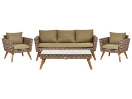 Garden Lounge Set with Table 5 Seater VITTORIA PE Rattan Olive Green