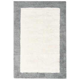 SELVARAE Cotton Bath Mat - Grey with Beige