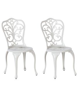 Set of 2 Garden Chairs TRIORA Metal White