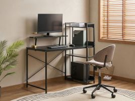 GAVERO Home Office Desk with Shelves - Black
