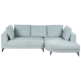 NORALITH Chenille 3 Seater L Shaped Corner Sofa - Light Blue, Left Hand Facing