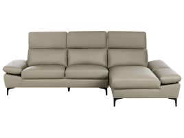 Left Hand Corner Sofa Leather Taupe FARILA
